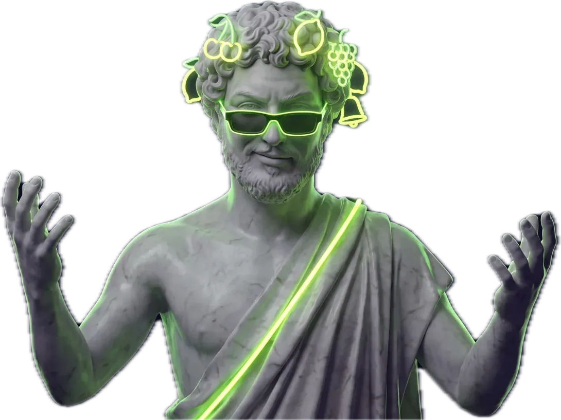 The mascot with open arms