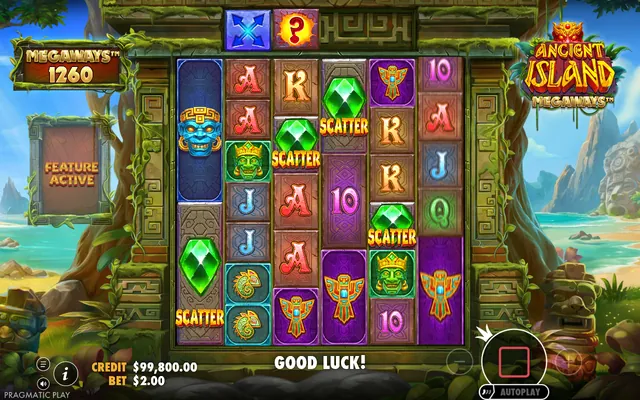 Ancient Island Megaways – free spins round, themed around Aztecs