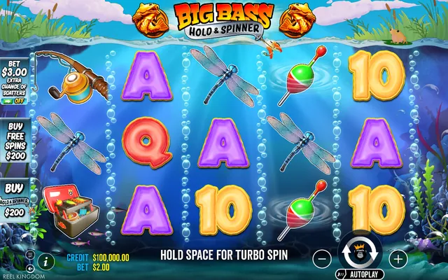 Big Bass Hold & Spinner – κύριο παιχνίδι με τους τροχούς και τα σύμβολα, θέμα: ψάρεμα