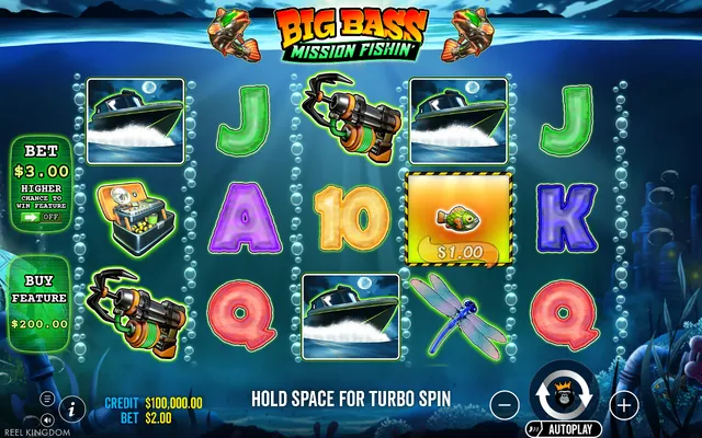 Big Bass Mission Fishin' – κύριο παιχνίδι με τους τροχούς και τα σύμβολα, θέμα: ψάρεμα