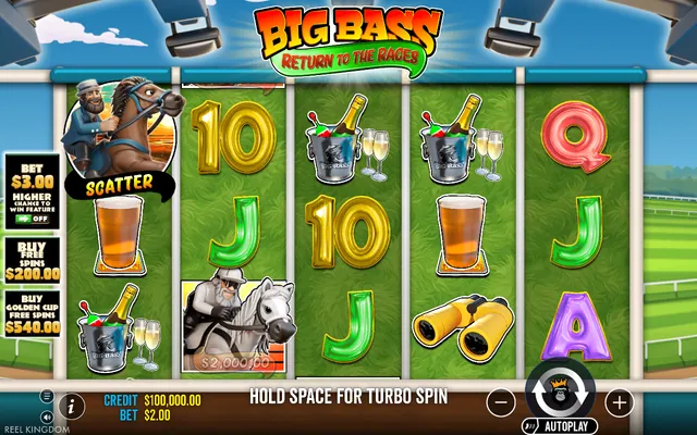 Big Bass Return to the Races – κύριο παιχνίδι με τους τροχούς και τα σύμβολα, θέμα: ψάρεμα