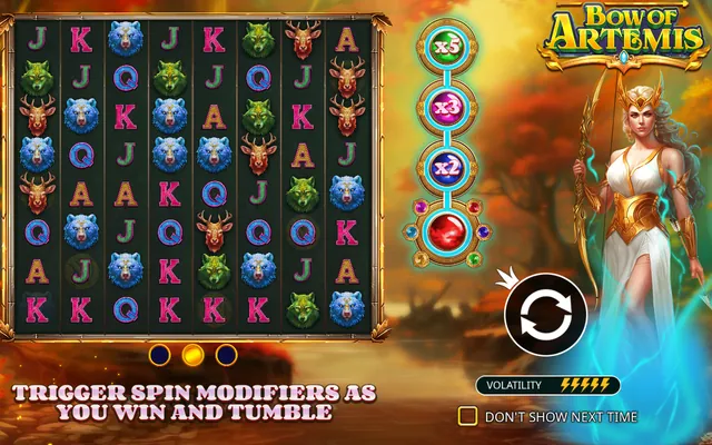Bow of Artemis – intro screen, themed around ancient Greece