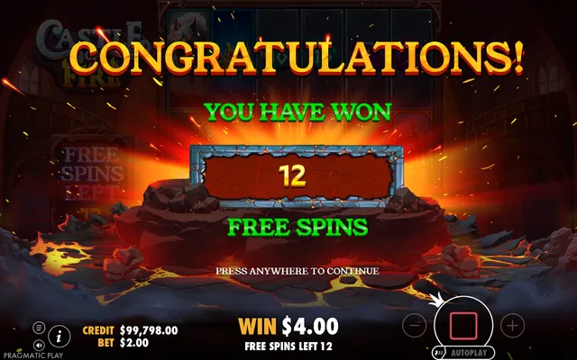Castle of Fire – free spins round, themed around fantasy