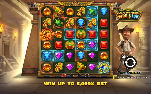 Escape the Pyramid - Fire & Ice – intro screen, themed around adventure