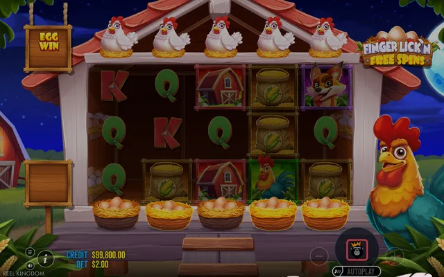 Finger Lick'n Free Spins – γύρος δωρεάν περιστροφών, θέμα: φάρμα