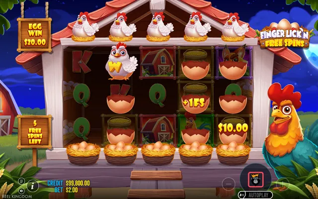 Finger Lick'n Free Spins – γύρος δωρεάν περιστροφών, θέμα: φάρμα (2)