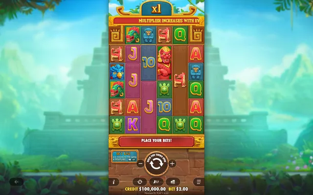 Fortune of Aztec – base game with the reels and symbols, themed around Aztecs