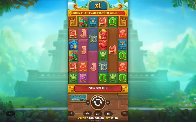 Fortune of Aztec – base game with the reels and symbols, themed around Aztecs (2)