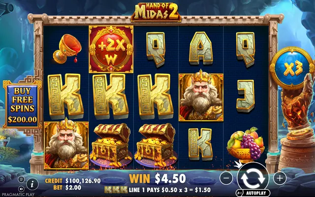 Hand of Midas 2 – κύριο παιχνίδι με τους τροχούς και τα σύμβολα, θέμα: αρχαία Ελλάδα (2)