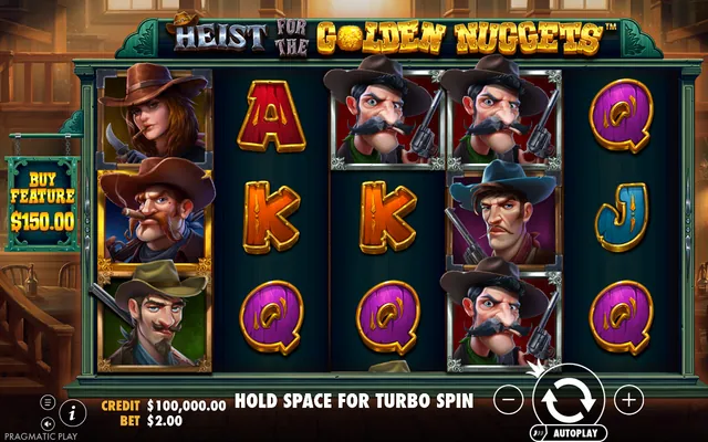 Heist for the Golden Nuggets – κύριο παιχνίδι με τους τροχούς και τα σύμβολα, θέμα: ορυχεία