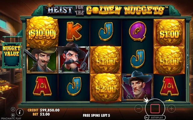 Heist for the Golden Nuggets – γύρος δωρεάν περιστροφών, θέμα: ορυχεία (2)