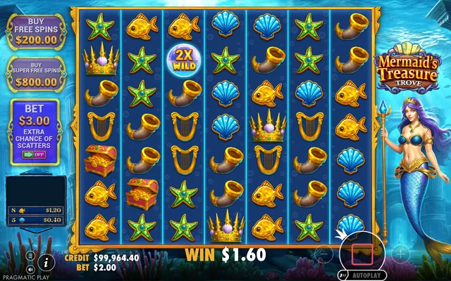 Mermaid's Treasure Trove – base game with the reels and symbols, themed around fantasy (2)