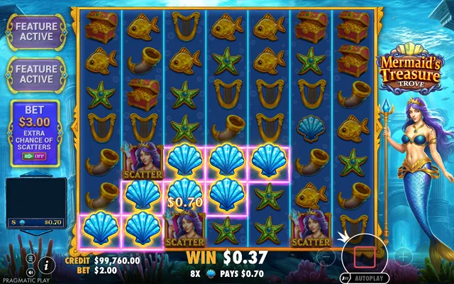 Mermaid's Treasure Trove – free spins round, themed around fantasy