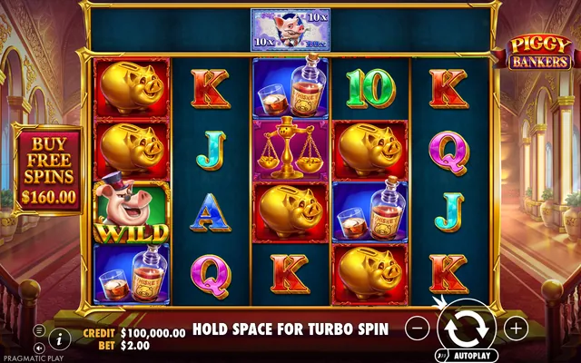 Piggy Bankers – base game with the reels and symbols, themed around luxury