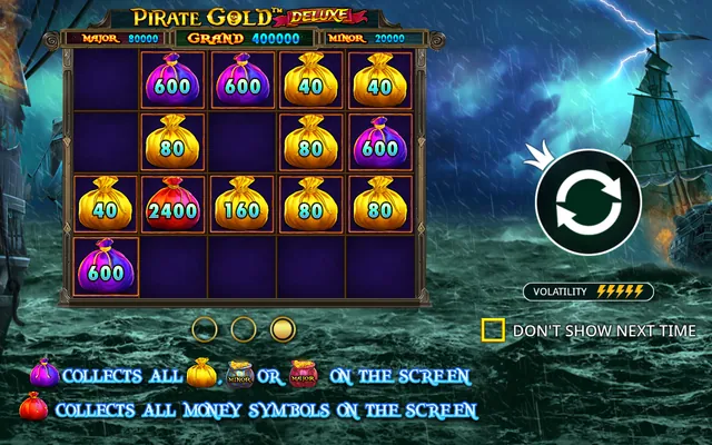 Pirate Gold Deluxe – intro screen, themed around pirates