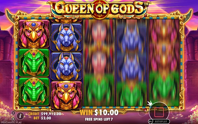 Queen of Gods – γύρος δωρεάν περιστροφών, θέμα: αρχαία Αίγυπτος (2)