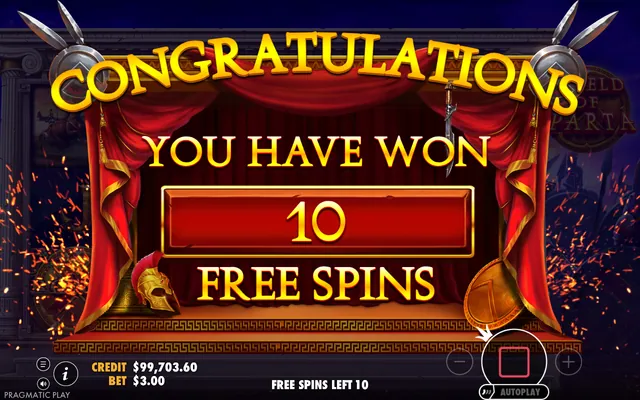 Shield of Sparta – free spins round, themed around ancient Greece